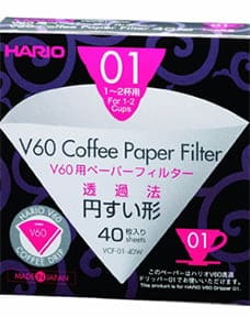 Hario Papirfilter for håndbrygger V60 01, 40stk