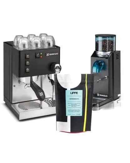Rancilio Silvia og Rocky rustfri u/doserer pakke med kaffe BLACK EDITION