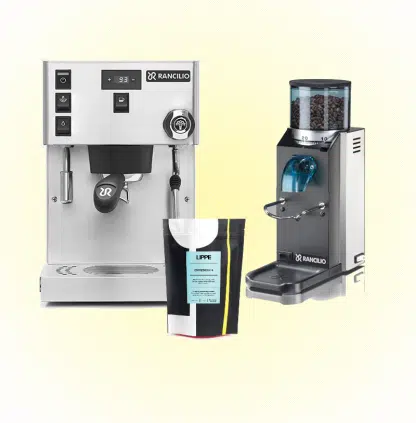 Rancilio Silvia Pro og Rocky rustfri u/doserer pakke med kaffe